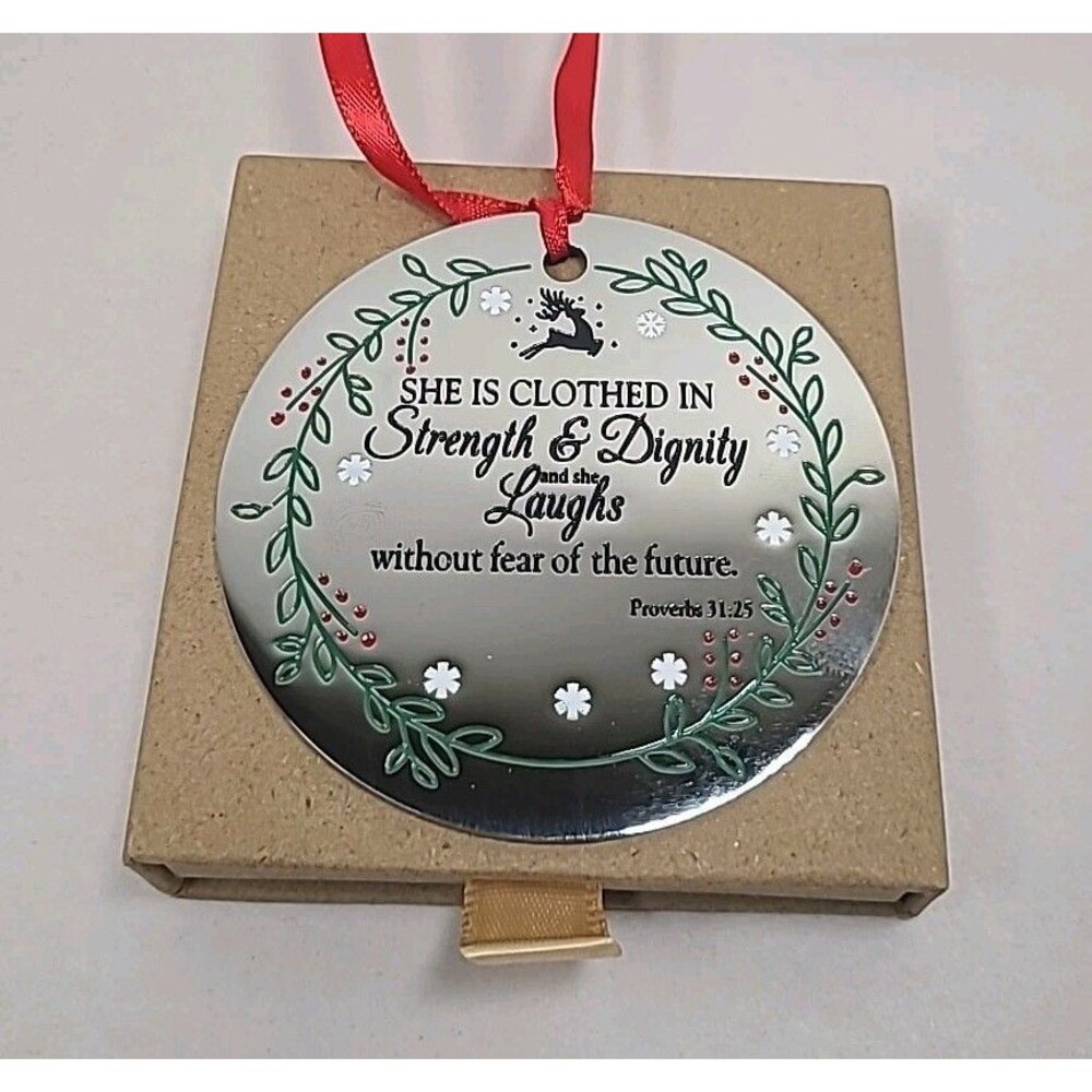 Joycuff Christmas Ornament Stainless Steel "Strength & Dignity" 3"